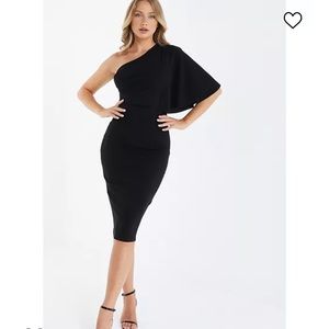 NWT MACY’S Black One Shoulder Dress